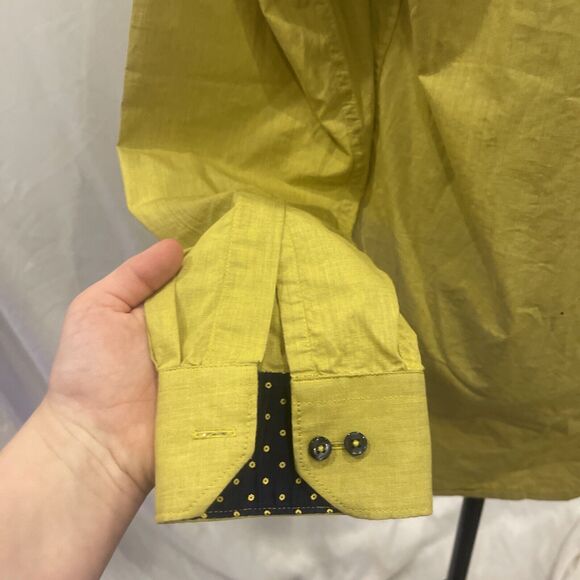 Mens mustard yellow button down shirt Tascawa Bollywood - Picture 7 of 10